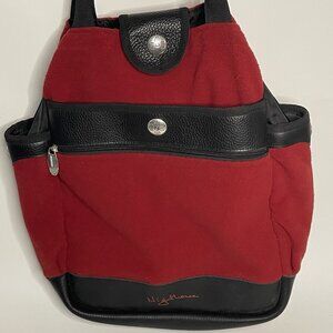 Vtg KIVA Designs ZIA Silver Tone Trim Travel Purse Bag Black Red XL Multi Pocket